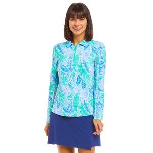 IBKUL Allison Zip Polo Top Size S XL XXL Jade Lavender Long Sleeve Sun Shirt Gol